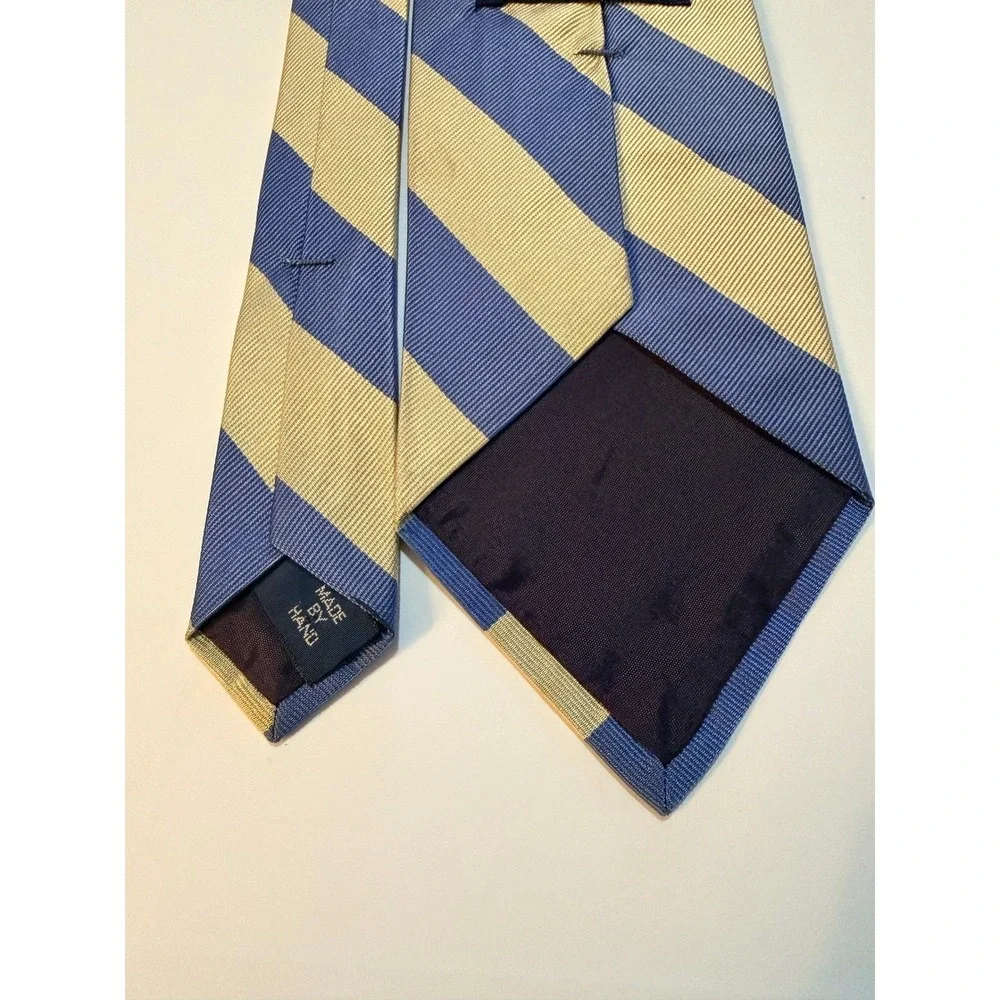 Polo Ralph Lauren Silk Tie Navy‎ Gold Striped Repp Made in USA Preppy